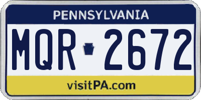 PA license plate MQR2672