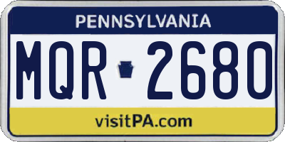 PA license plate MQR2680