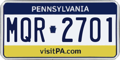 PA license plate MQR2701