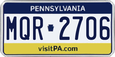 PA license plate MQR2706