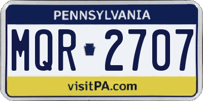 PA license plate MQR2707