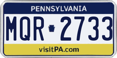 PA license plate MQR2733