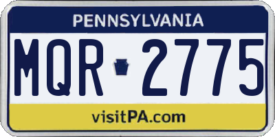 PA license plate MQR2775