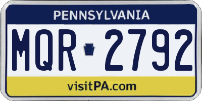 PA license plate MQR2792