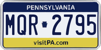 PA license plate MQR2795