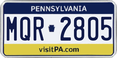 PA license plate MQR2805