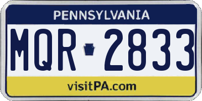 PA license plate MQR2833
