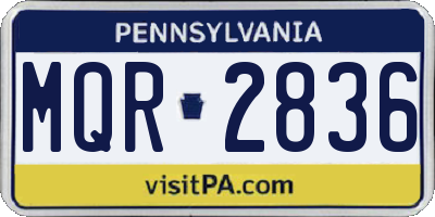 PA license plate MQR2836
