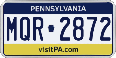 PA license plate MQR2872