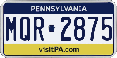 PA license plate MQR2875