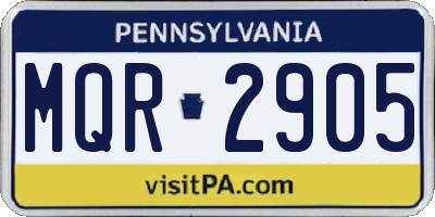 PA license plate MQR2905