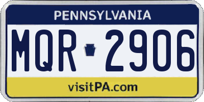 PA license plate MQR2906
