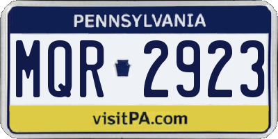 PA license plate MQR2923