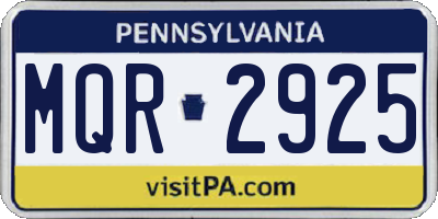 PA license plate MQR2925