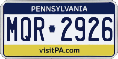 PA license plate MQR2926