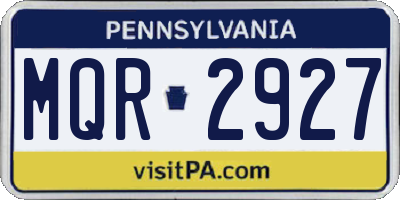 PA license plate MQR2927