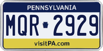 PA license plate MQR2929