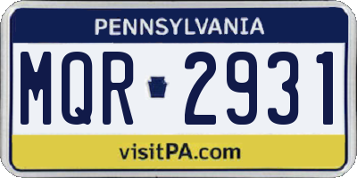 PA license plate MQR2931