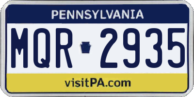 PA license plate MQR2935