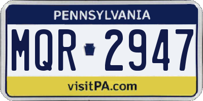 PA license plate MQR2947