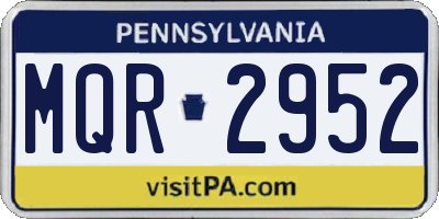 PA license plate MQR2952
