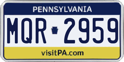 PA license plate MQR2959