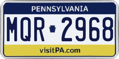 PA license plate MQR2968
