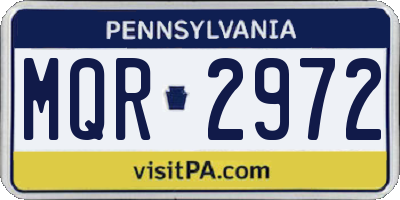 PA license plate MQR2972