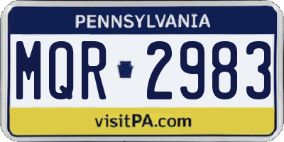 PA license plate MQR2983