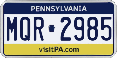 PA license plate MQR2985