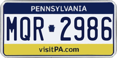 PA license plate MQR2986
