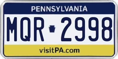 PA license plate MQR2998