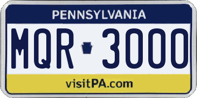 PA license plate MQR3000