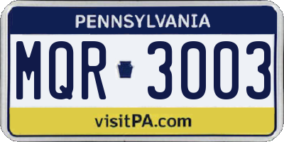 PA license plate MQR3003