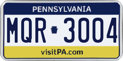 PA license plate MQR3004