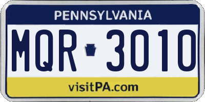 PA license plate MQR3010