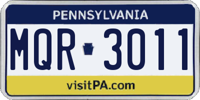 PA license plate MQR3011