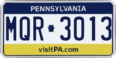 PA license plate MQR3013
