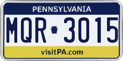 PA license plate MQR3015