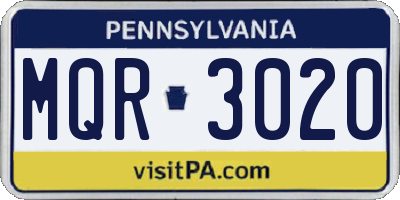 PA license plate MQR3020
