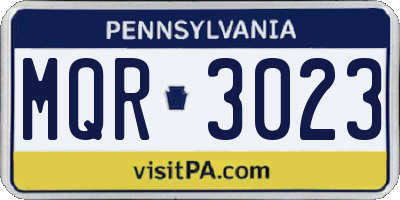 PA license plate MQR3023