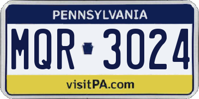 PA license plate MQR3024
