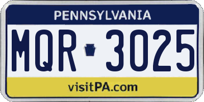 PA license plate MQR3025