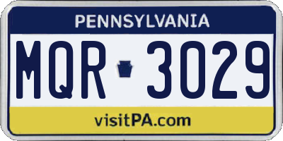 PA license plate MQR3029