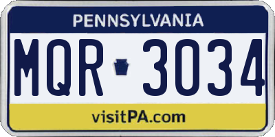 PA license plate MQR3034