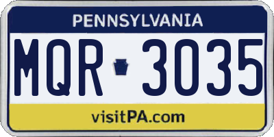 PA license plate MQR3035