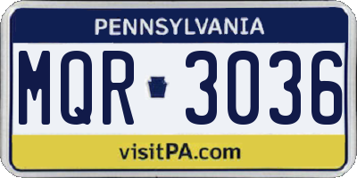 PA license plate MQR3036
