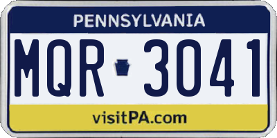 PA license plate MQR3041