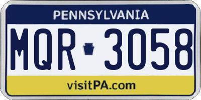 PA license plate MQR3058