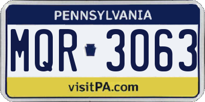 PA license plate MQR3063